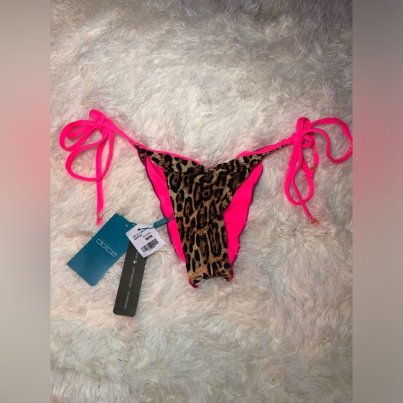 🐆💓🔥Dolce Leopard Print and Hot Pink Bikini Bottom with gold accent size M NWT🔥💓🐆 - Picture 6 of 16